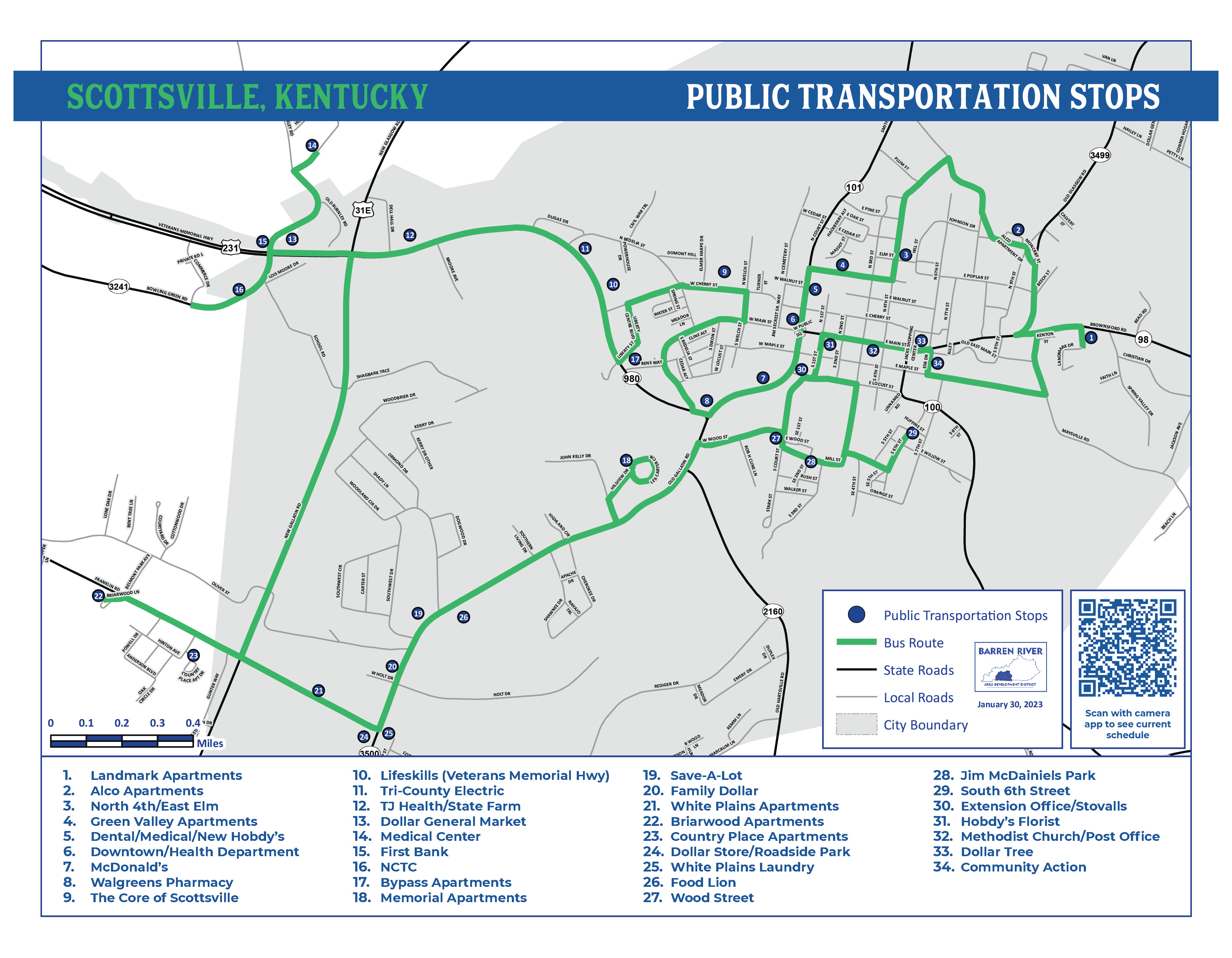 City of Scottsville Transit Map